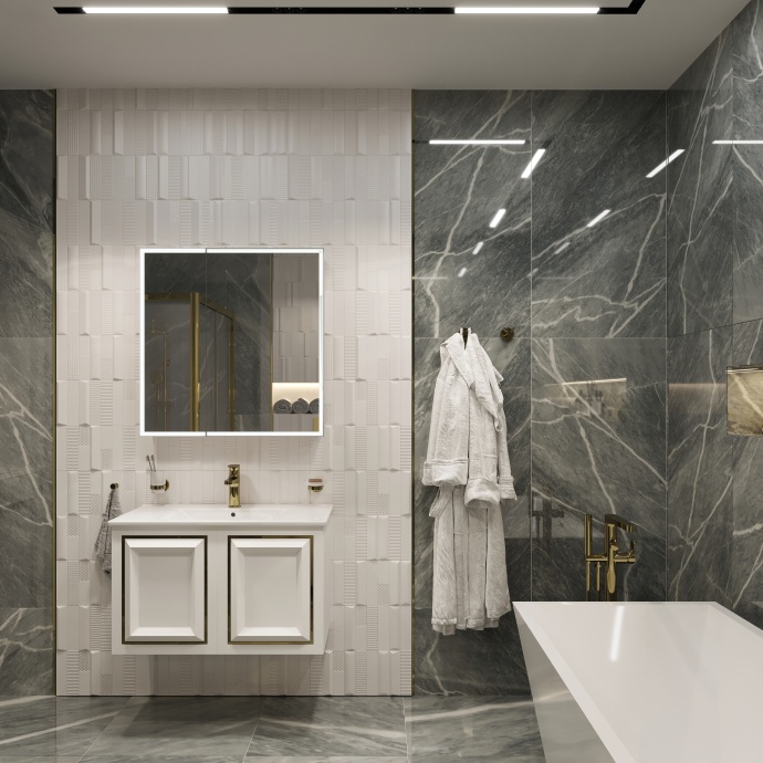 Зеркало-шкаф STWORKI Ольборг МВК079 80, с подсветкой, навесной, белый, прямоугольный, в стиле лофт, с розеткой - 1