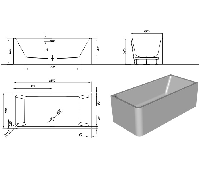 Акриловая ванна Kolpa San Electra 185х85 левая белая 513470 - 2