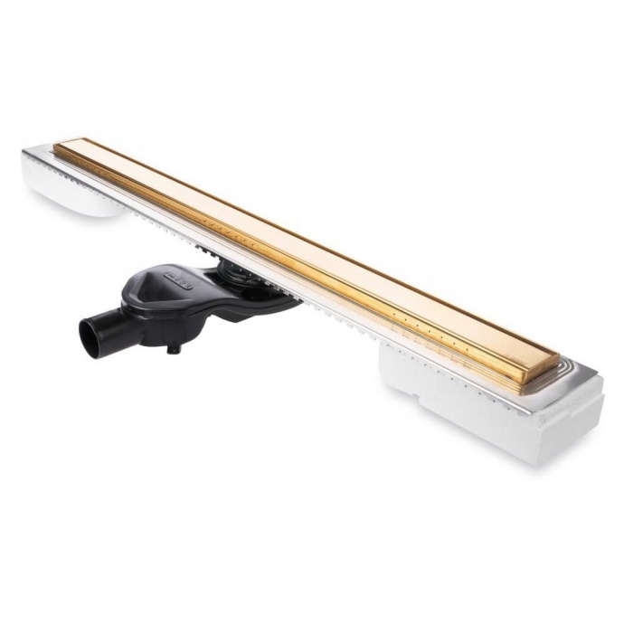 Желоб BERGES водосток В1 Keramik 800, золото глянец, S-сифон D50 H60 боковой 92119 - 0