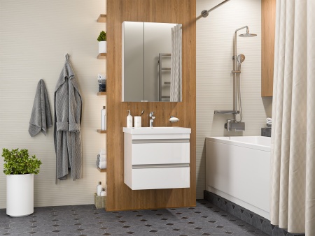 Тумба под раковину Misty Ингрид 60 белая глянцевая П-Инг-01060-011П2Я - 2