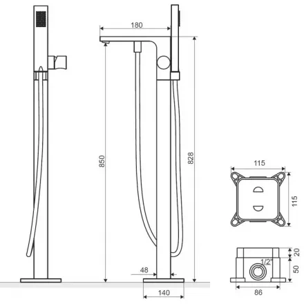 Смеситель для ванны напольный Excellent Krotos хром AREX.8055CR - 2