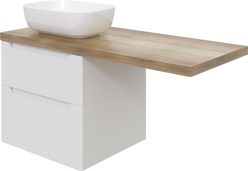 Тумба с раковиной STWORKI Берген 60 белая со светлой столешницей 122, Moduo 50 Square, R 549657 - 6