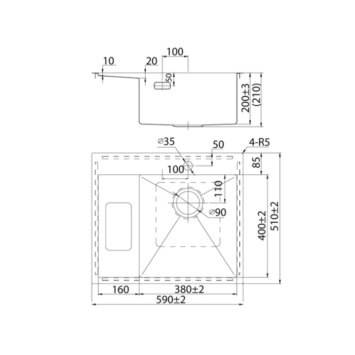 Мойка нержавеющая сталь, сатин, чаша справа HAZ59SRi77 - 3