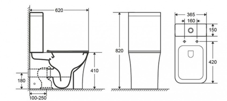 Унитаз-компакт Ceramalux белый, смыв AquaBlade  1218A - 1