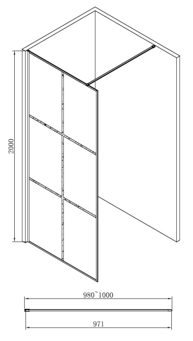 Душевая перегородка ABBER Immer Offen AG62100B - 3
