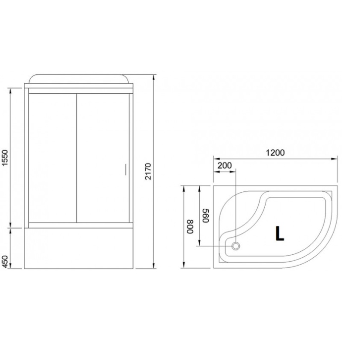 Душевая кабина Royal Bath 120х80 левая хром стекло прозрачное RB8120BK1-T-CH-L-EL - 1