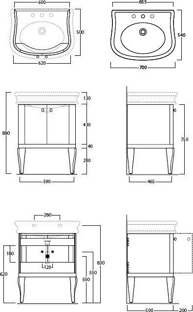Тумба под раковину Simas Lante 70 см  LAM70 - 3