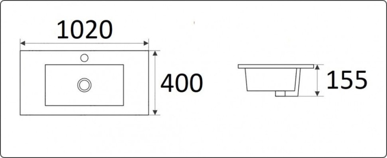 Раковина встраиваемая CeramaLux N 102 см белый  9393-100 - 1