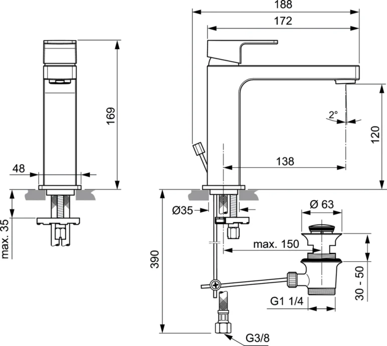 Смеситель для раковины Ideal Standard Edge хром A7106AA - 6