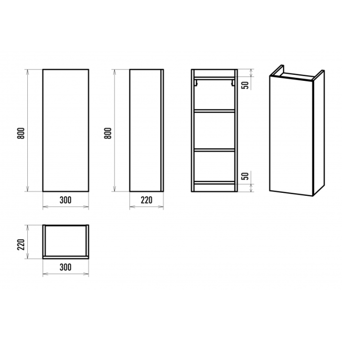 Шкаф-пенал Misty Поло 30 черный матовый О-Пол08030-014По - 2