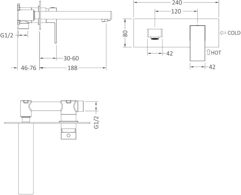 Смеситель для раковины встроенный Timo Selene 2071/03SM черный - 2