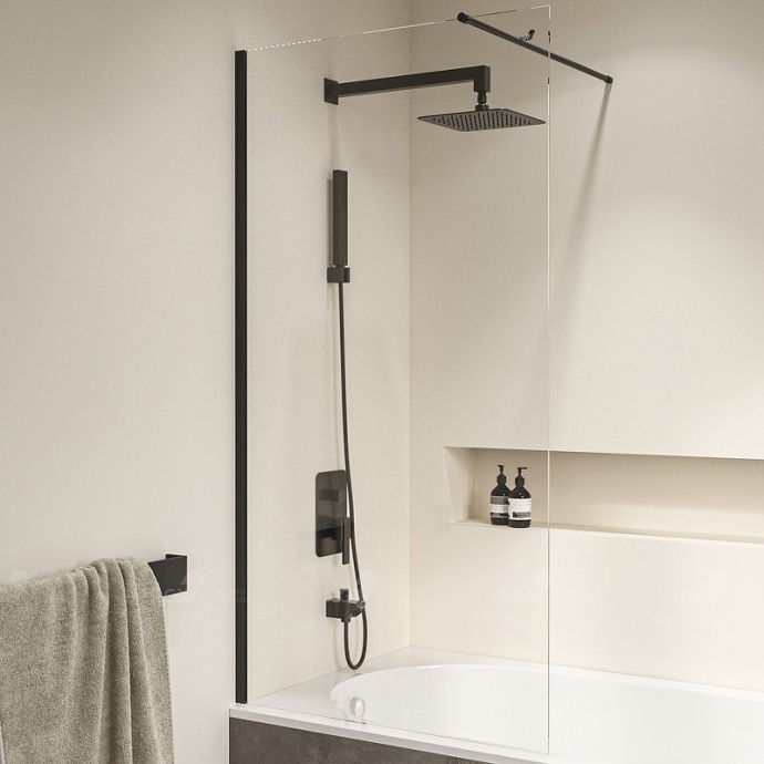 Шторка на ванну RGW Screens SC-050B 90x150 профиль черный стекло прозрачное 351115009-14 - 0