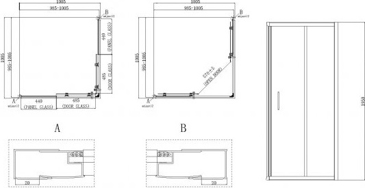 Душевой уголок BelBagno Uno 195 A 2 100 C Cr UNO-195-A-2-100-C-Cr - 2