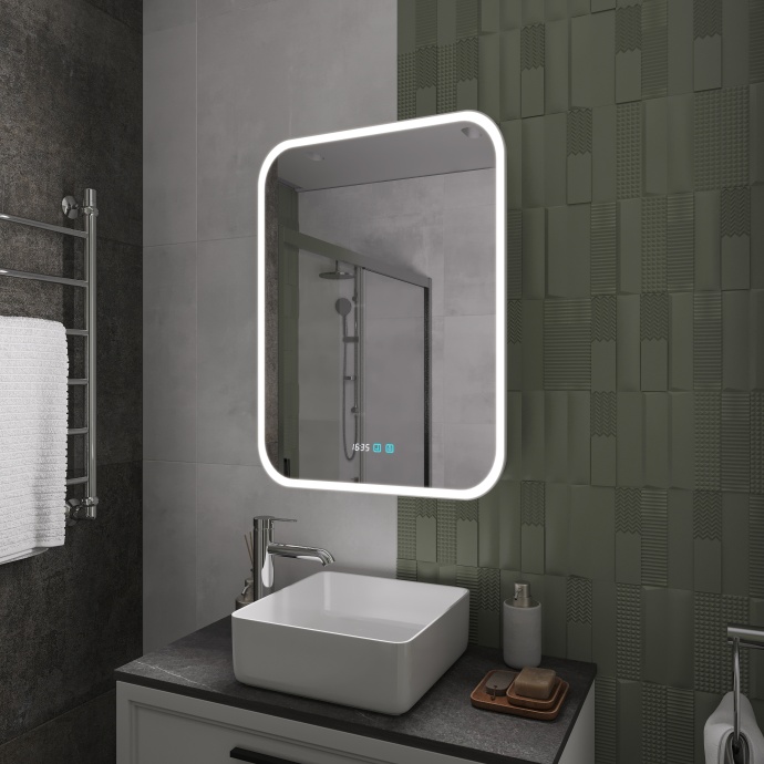 Зеркало-шкаф STWORKI Алта 60 см, с LED подсветкой и часами, смарт, прямоугольное, сенсорное управление LED-00002579 - 9