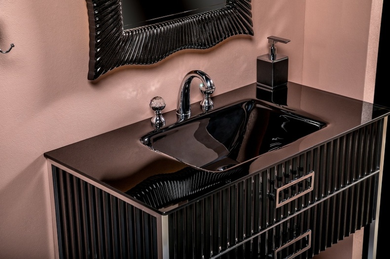 Тумба под раковину моноблок Boheme Armadi Art Monaco 100 черный глянец - хром 866-100-BCR - 2