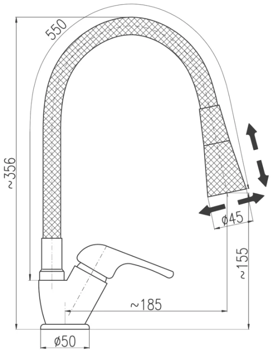 Смеситель для кухни Rav Slezak Sazava с гибким изливом черный матовый - хром SA506.5/13 - 5