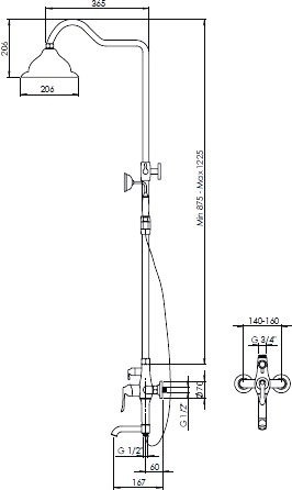 Душевая стойка GPD черный матовый DST27-O - 1