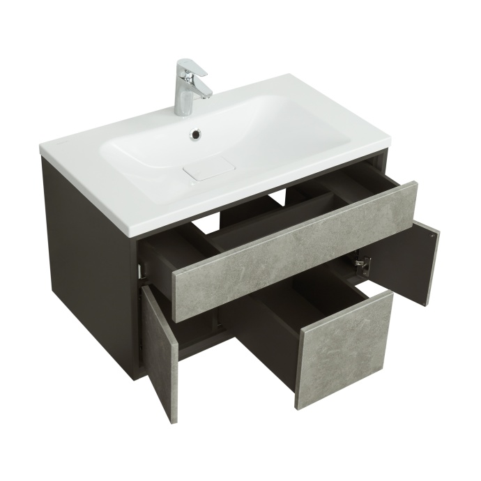 Тумба под раковину Aquaton Уэльс 80 серый-черный матовый 1A267901WA6A0 - 3