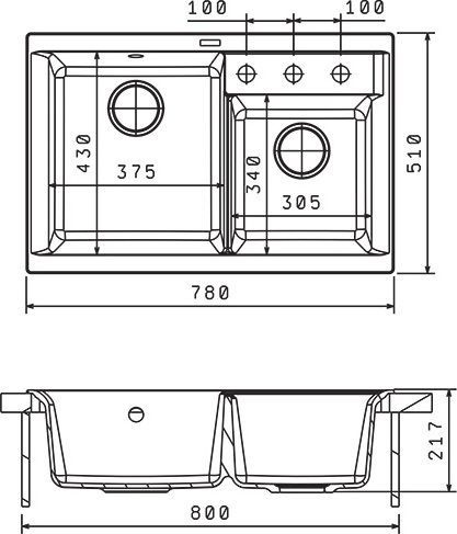 Мойка кухонная Florentina Касси 780 грей 20.230.E0780.305 - 1