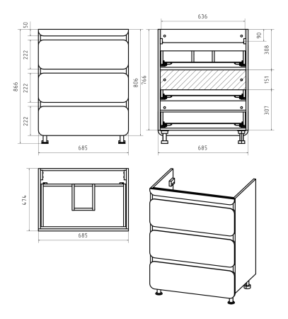 Тумба под стиральную машину Misty Чегет 70 белая глянцевая П-Чег-01070-01Н3Я - 2