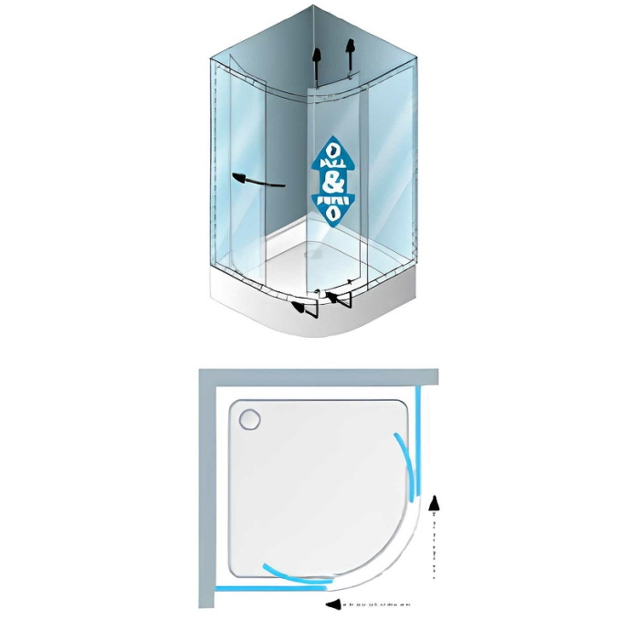 Душевой уголок Kolpa San Eco Quat 80х80 хром стекло прозрачное 538570 - 1