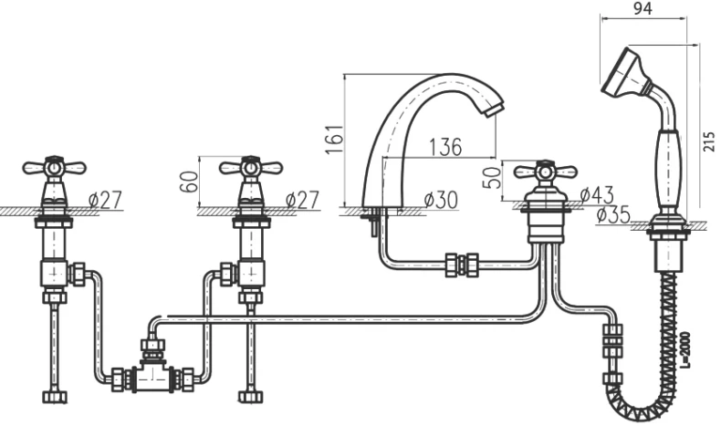 Смеситель на борт ванны Rav Slezak Morava хром MK176.5P - 4
