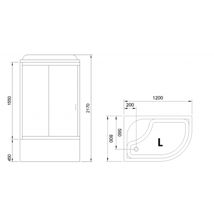 Душевая кабина Royal Bath 120х80 левая хром стекло прозрачное с гидромассажем RB8120BK2-T-CH-L-EL - 1