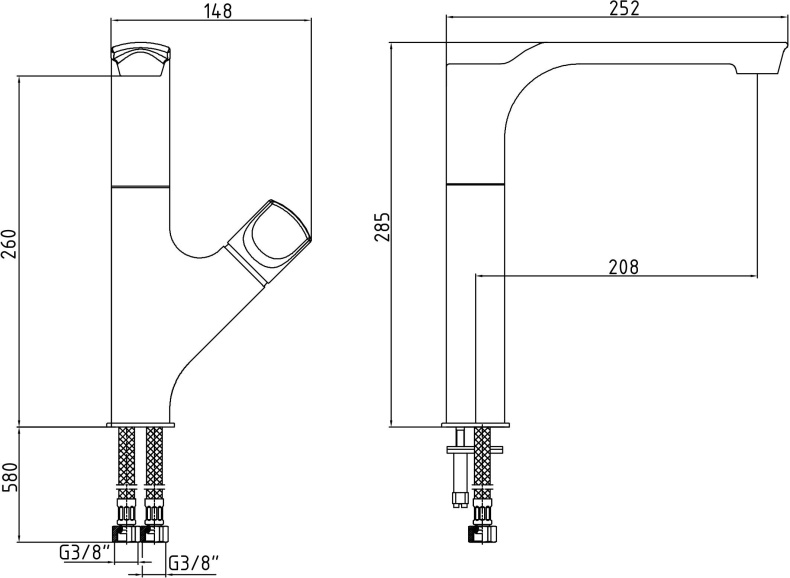 Смеситель E.C.A. Myra 102118063HEX для кухонной мойки - 2
