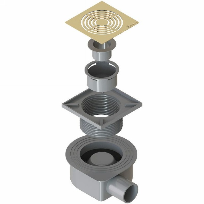 Душевой трап Armadi Art Smart Design 15х15 с решеткой золото 984-15-G - 1