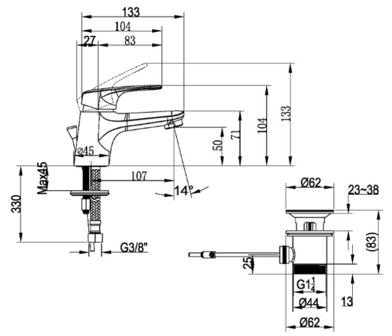 Смеситель для раковины Villeroy&Boch O.novo хром TVW10514111061 - 1