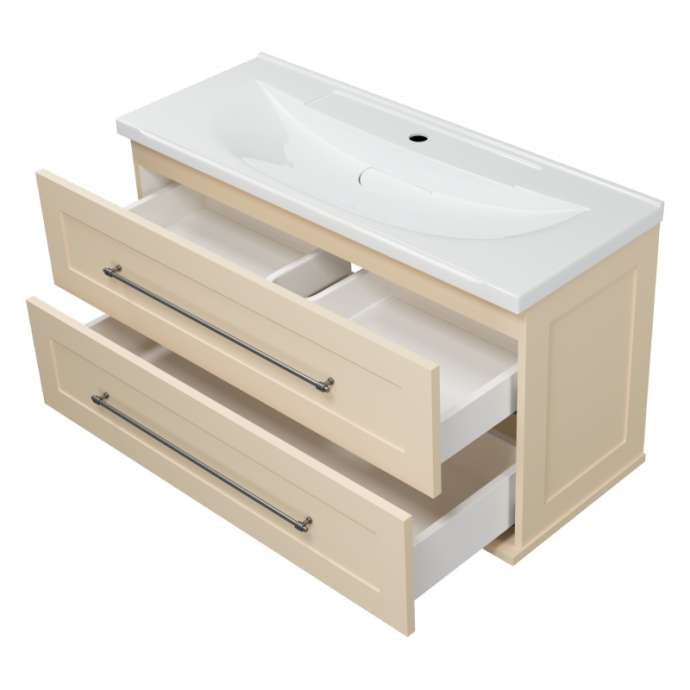 Тумба под раковину Misty Марта 100 бежевая матовая П-Мрт09100-031П2Я - 1