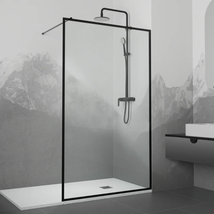 Душевая перегородка RGW Walk In WA-012B 100х200 профиль черный стекло прозрачное 35101210-84 - 0