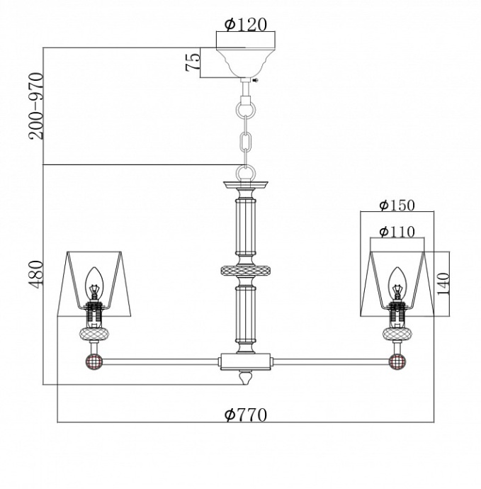 Подвесная люстра Maytoni Riverside MOD018PL-08CH - 3