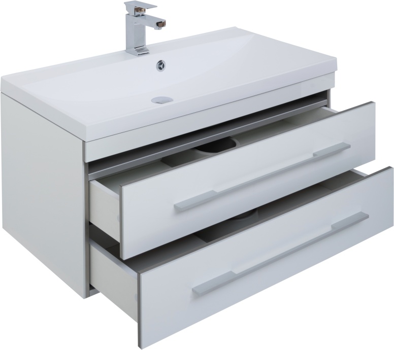 Тумба с раковиной Aquanet Верона 90 подвесная белая - 8