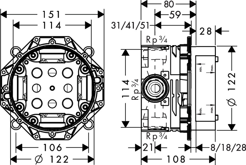 Душевой комплект Hansgrohe Raindance Select E 300 (3 jet) 26468000 + 26530000 + 28272000 + 26456000 + 15741000 + 15745000 - 21