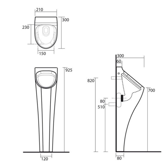 KERASAN Aquatech Писсуар напольный в комплекте с сифоном и креплением, цвет белый 373001 - 1