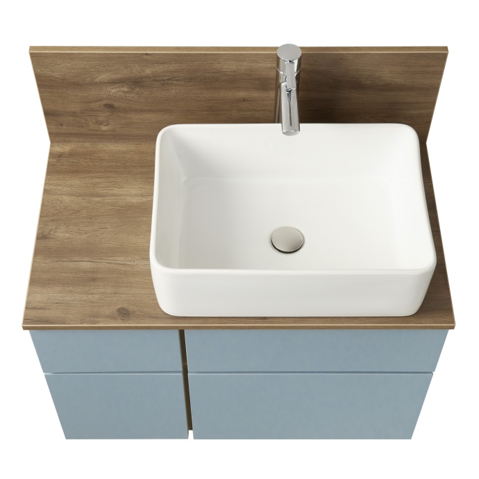 Тумба под раковину Aquaton Мишель 80 без столешницы светлое дерево-голубой 1A256801MIX30 - 0