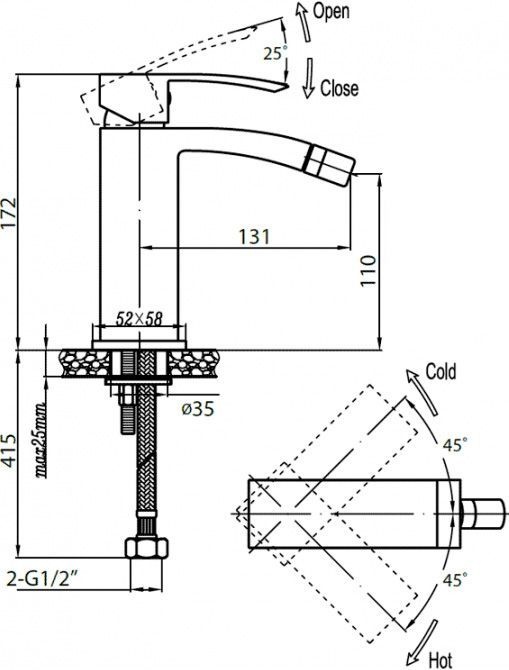 Смеситель Cezares Quattro C BS 01 W0 для биде QUATTRO-C-BS-01-W0 - 1