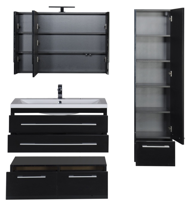 Тумба Aquanet Нота 100 подкатная, черная 170734 - 19