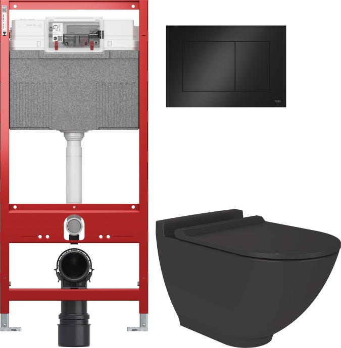 Комплект  Унитаз подвесной STWORKI Rotenburg SWH52 безободковый + Система инсталляции для унитазов TECE TECEprofil + кнопка смыва черная 480181 - 0