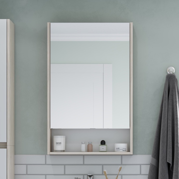 Зеркало-шкаф Aquaton Сканди 55 белый - светлое дерево 1A252102SDB20 - 2