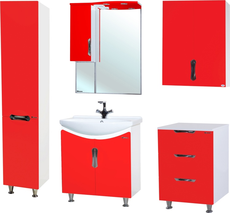 Тумба с раковиной Bellezza Лагуна 65 прямая красная - 2