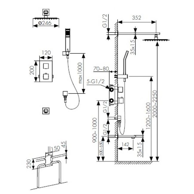 Смеситель для ванны с душем  KAISER Sonat  34577 - 1