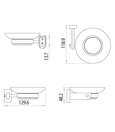 Мыльница стеклянная с настенным держателем Lemark Omega  LM3143C - 1