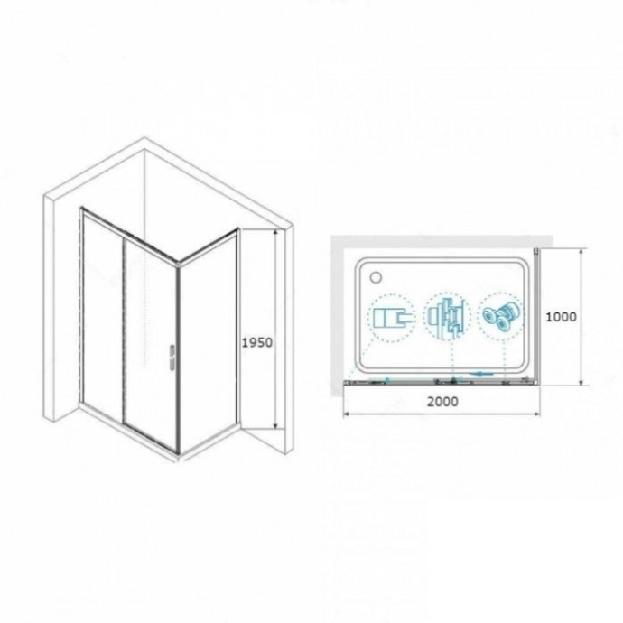 Душевой уголок RGW Leipzig LE-41B 200х100 профиль черный стекло прозрачное 341241200-014 - 2