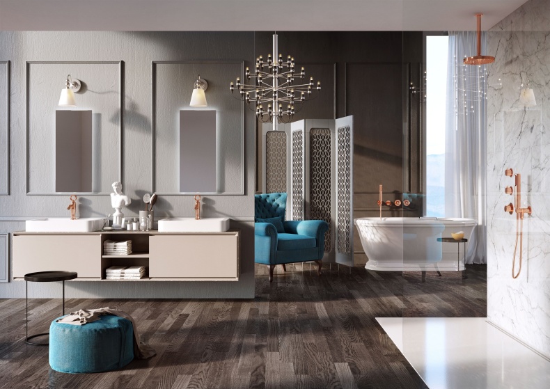 Смеситель Webert Opera OA830102980 розовое золото, для раковины - 2