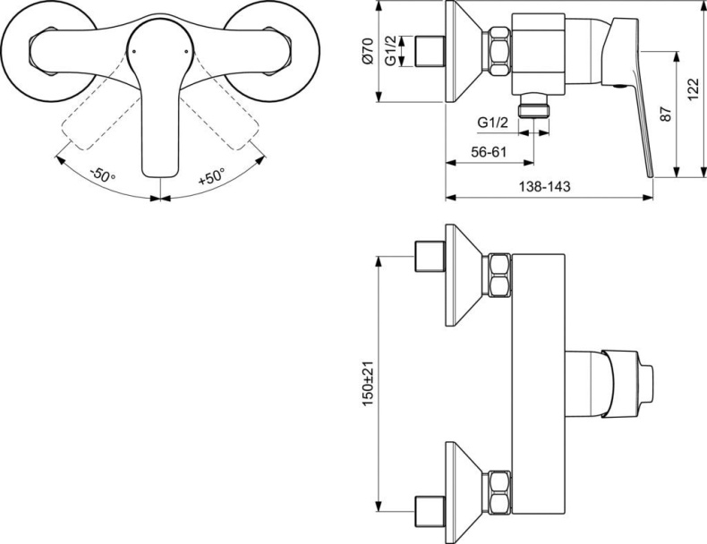 Смеситель для душа Ideal Standard Entella хром BC235AA - 1