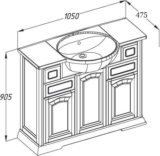 Тумба с раковиной Opadiris Риспекто 100 слоновая кость - 4
