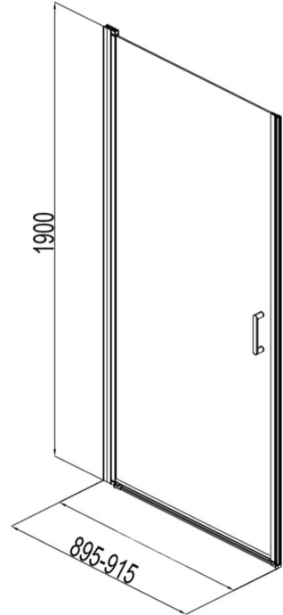 AE12-N-90H190U-CT Aquanet Cinetic, дверь в нишу 900мм, хром, прозр.6мм (243620) - 5