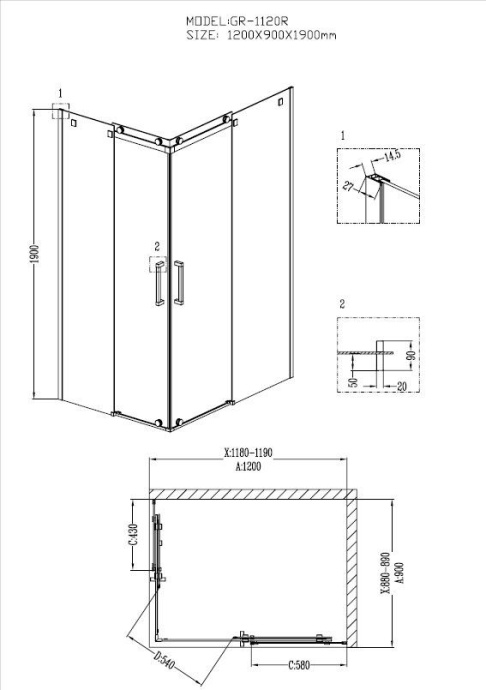 Душевой уголок Grossman Cosmo GR-1120R - 1
